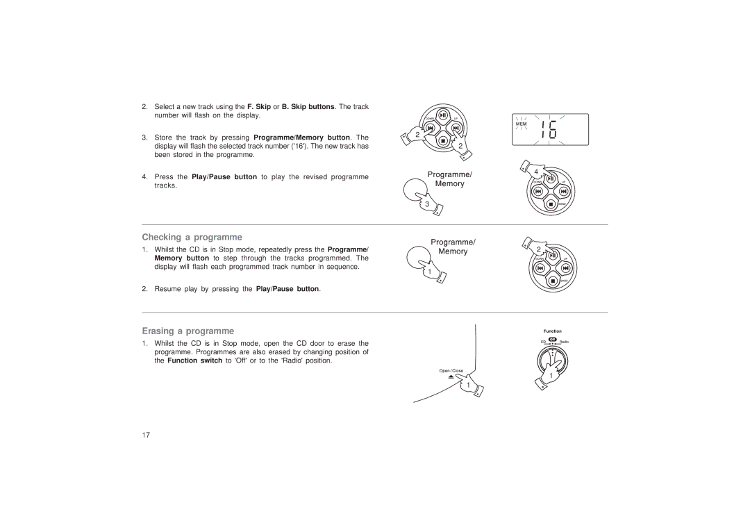 Roberts Radio CD9989 manual Checking a programme, Erasing a programme 