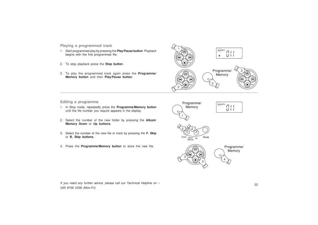 Roberts Radio CD9989 manual Playing a programmed track, Or B. Skip buttons 