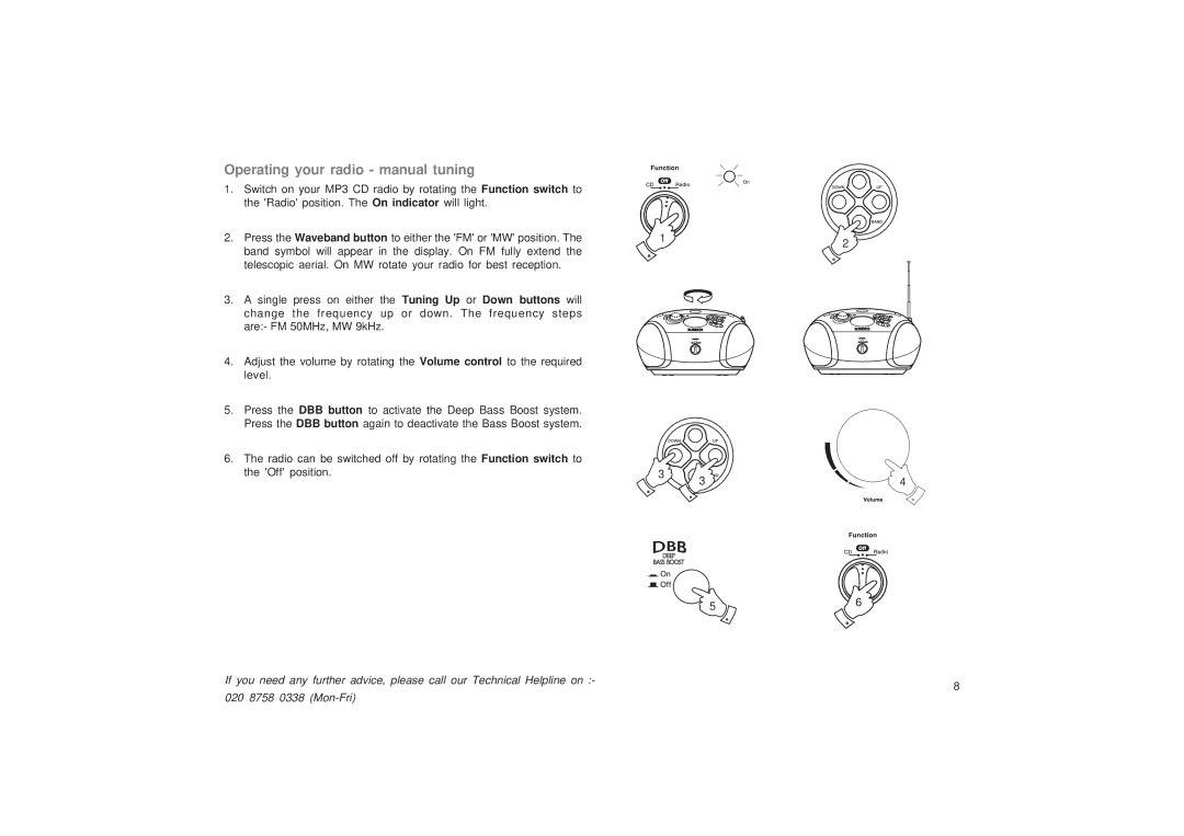 Roberts Radio CD9989 Operating your radio manual tuning 