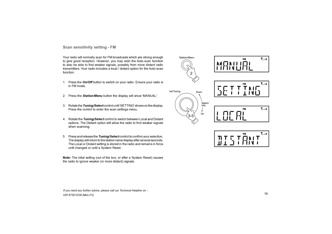 Roberts Radio Classic DAB manual Scan sensitivity setting FM 