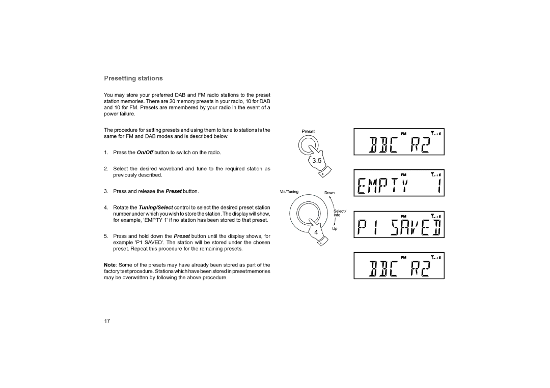 Roberts Radio Classic DAB manual Presetting stations 