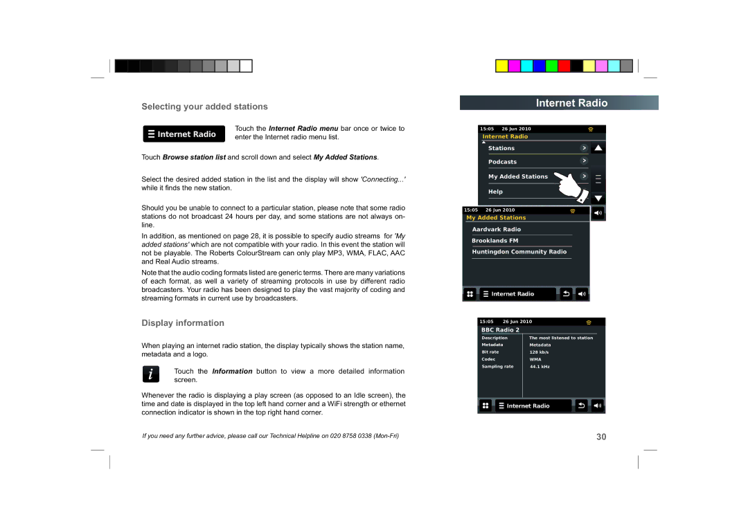 Roberts Radio ColourStream manual Selecting your added stations, Display information 