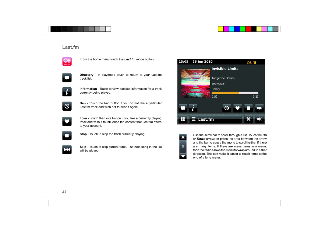 Roberts Radio ColourStream manual Last.fm 