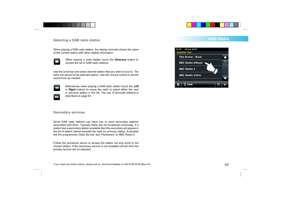 Roberts Radio ColourStream manual Selecting a DAB radio station, Secondary services 