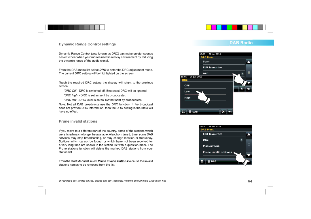 Roberts Radio ColourStream manual Dynamic Range Control settings, Prune invalid stations 