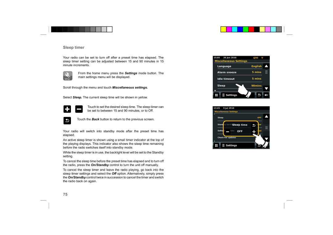 Roberts Radio ColourStream manual Sleep timer 