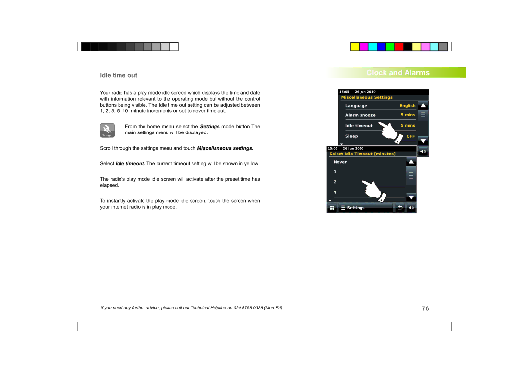 Roberts Radio ColourStream manual Idle time out 