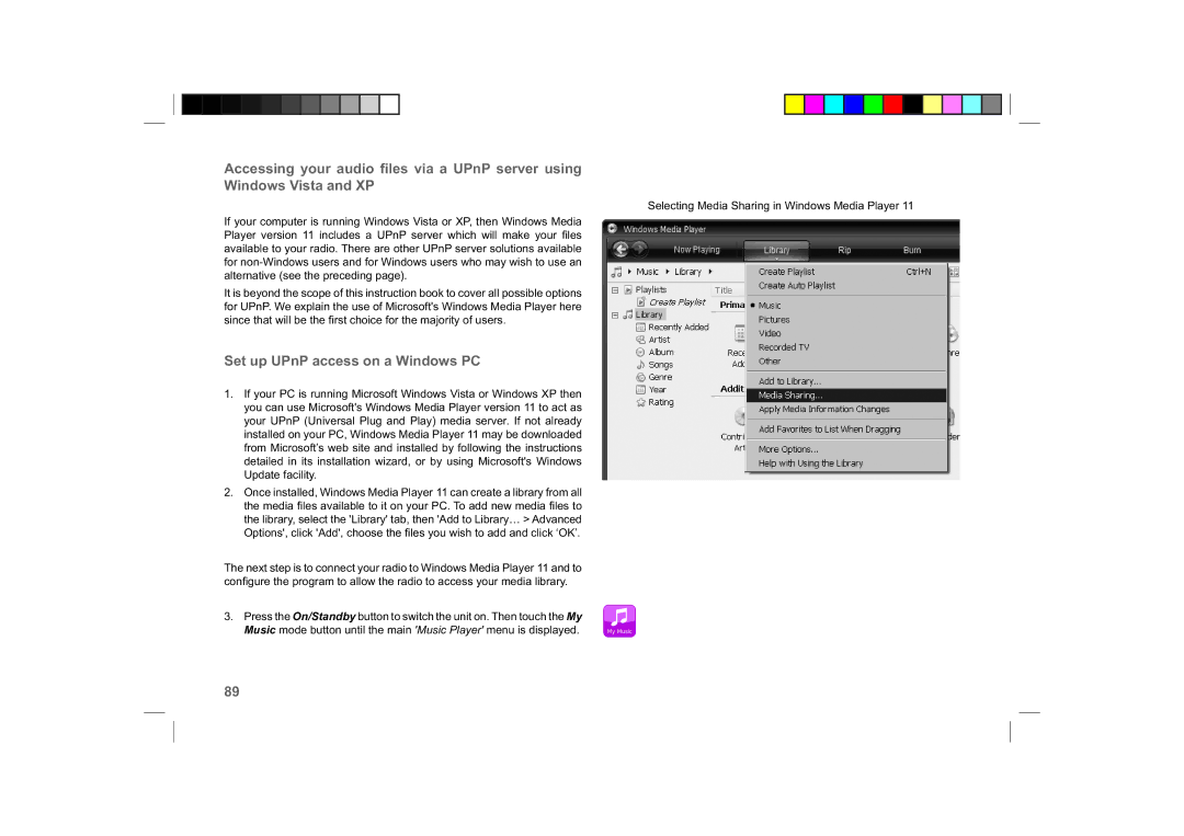 Roberts Radio ColourStream manual Set up UPnP access on a Windows PC 