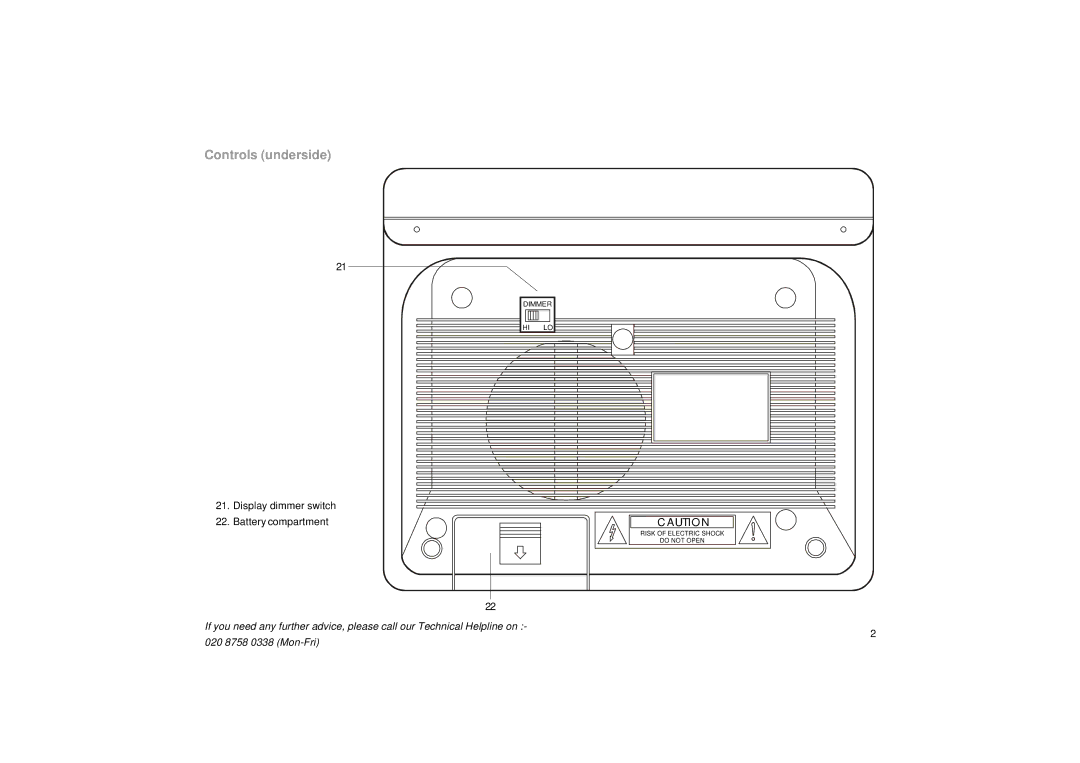 Roberts Radio CR9910 manual Controls underside 