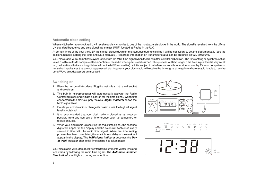 Roberts Radio CR9910 manual Automatic clock setting, Switching on 