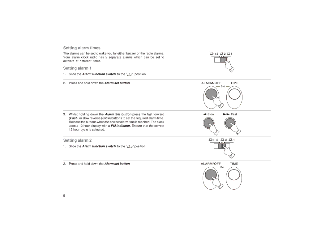 Roberts Radio CR9922 manual Setting alarm times 