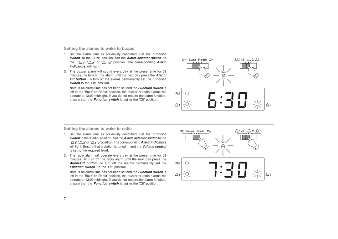 Roberts Radio CR9922 manual Setting the alarms to wake to buzzer 