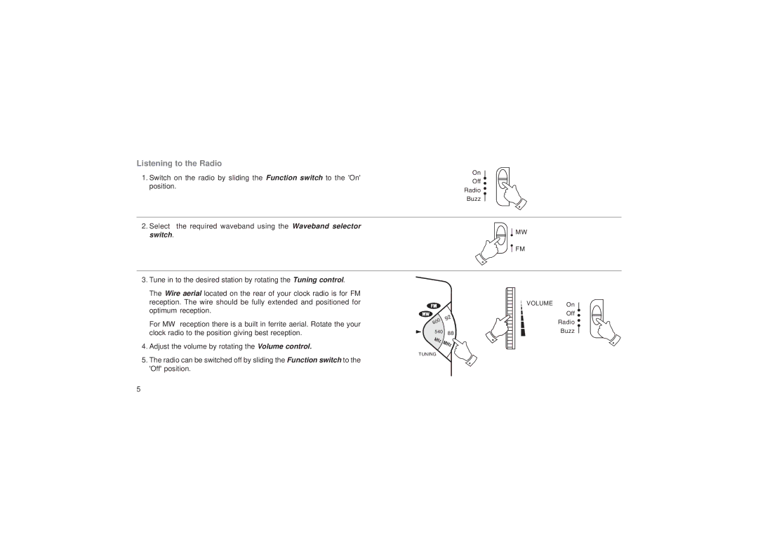 Roberts Radio CR9923 manual Listening to the Radio, Switch 