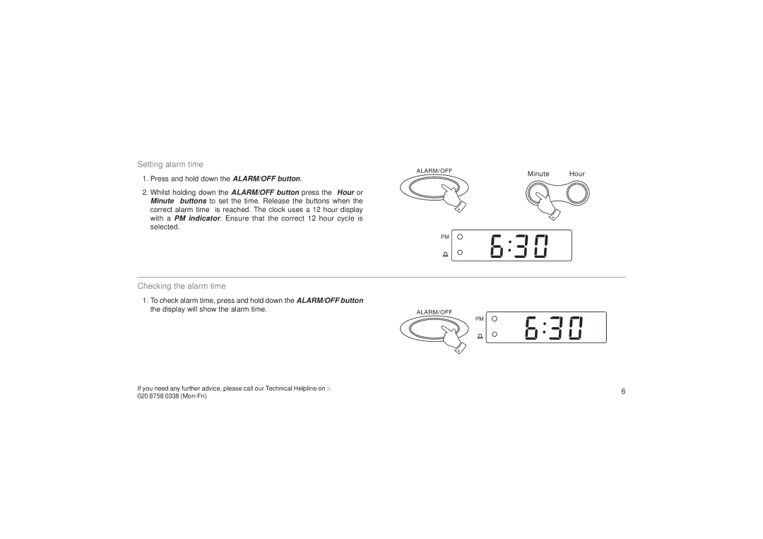 Roberts Radio CR9923 manual Setting alarm time, Checking the alarm time 