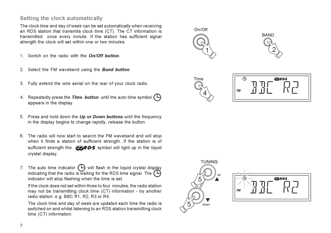 Roberts Radio CR9935 manual Setting the clock automatically 