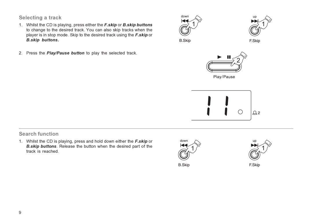 Roberts Radio CR9936 manual Selecting a track, Search function 