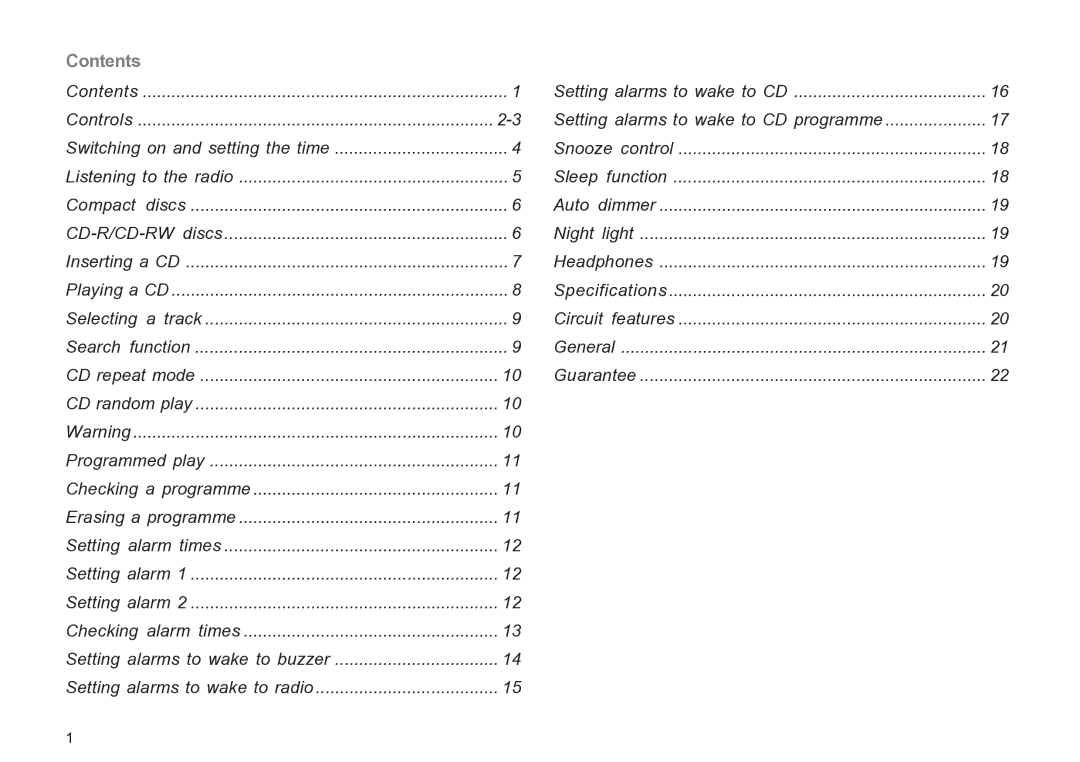 Roberts Radio CR9936 manual Contents 