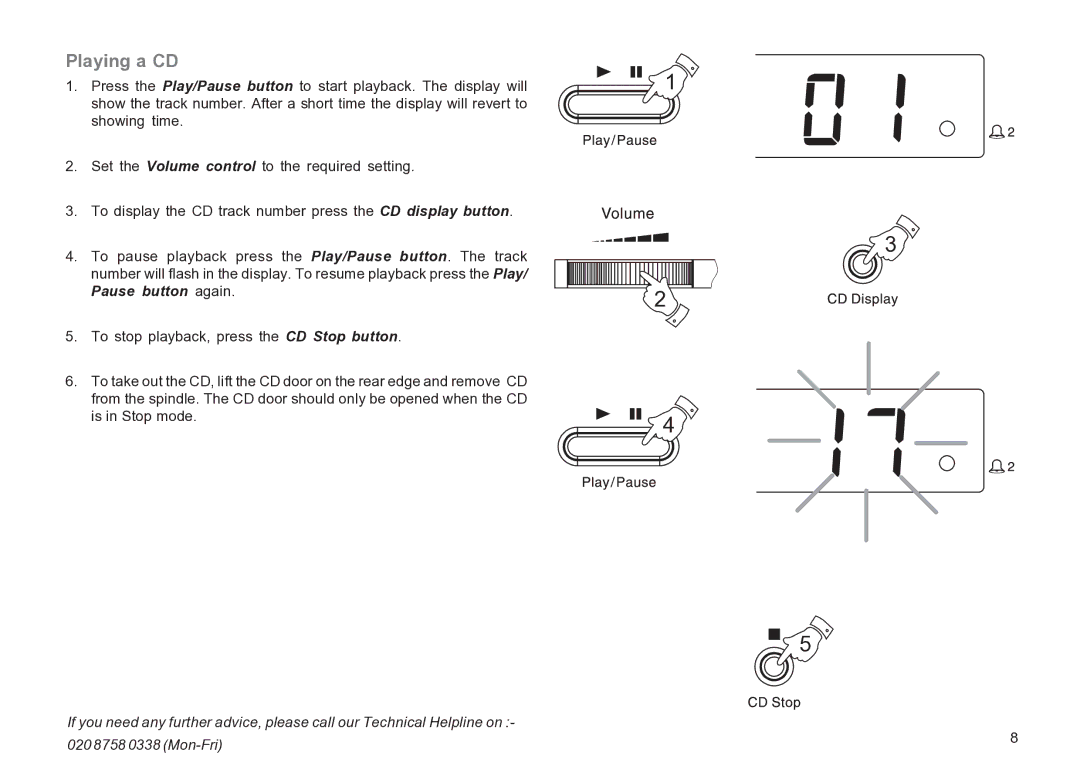 Roberts Radio CR9936 manual Playing a CD 