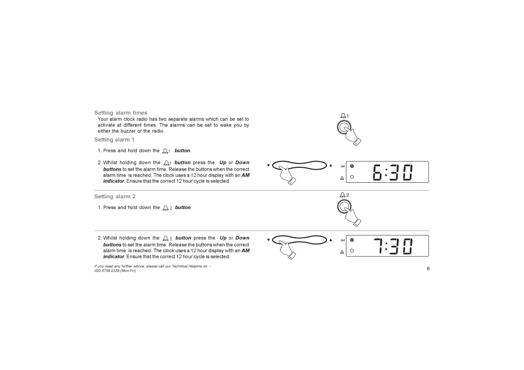 Roberts Radio CR9945 manual Setting alarm times 