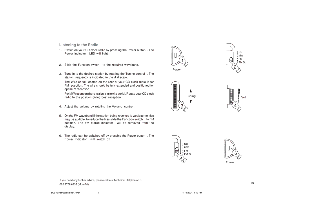 Roberts Radio CR9946 manual Listening to the Radio 