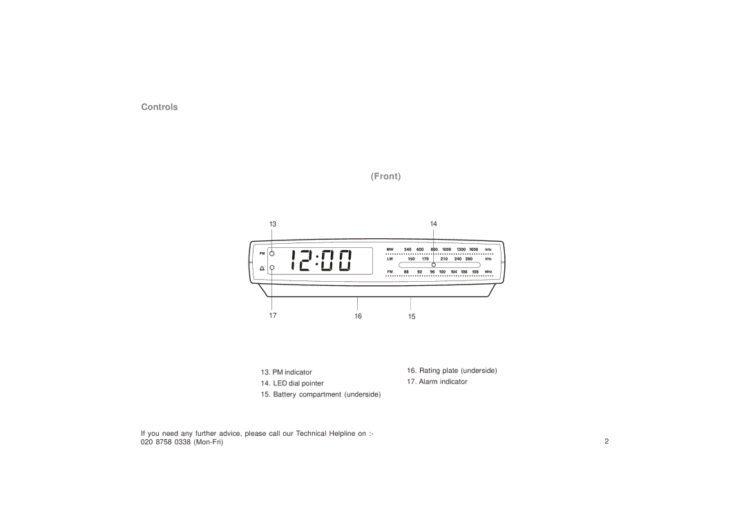 Roberts Radio CR9951 manual Controls Front 