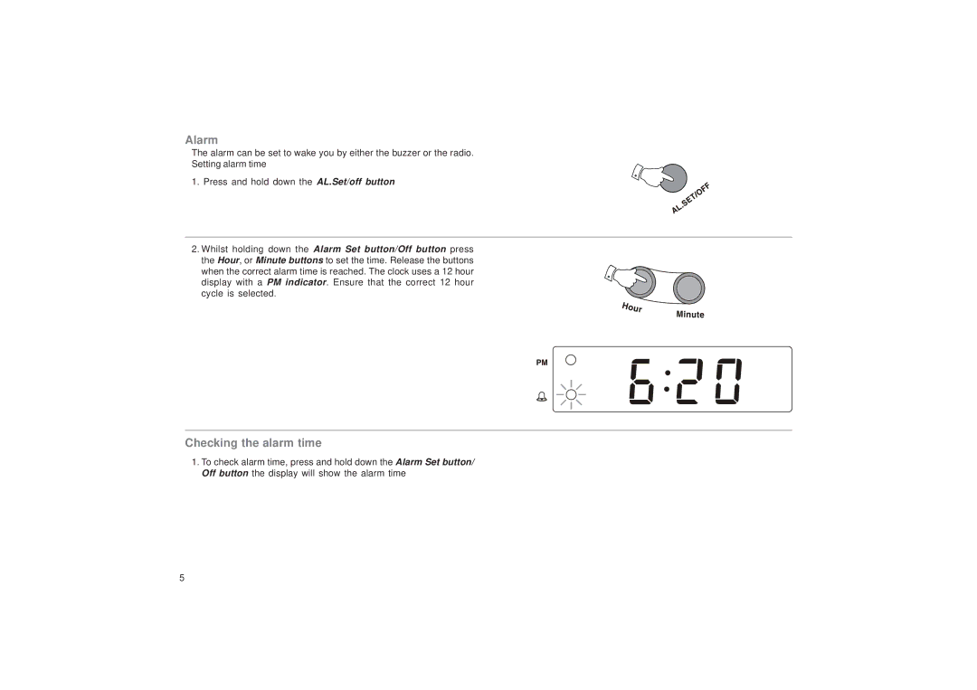 Roberts Radio CR9951 manual Alarm, Checking the alarm time 