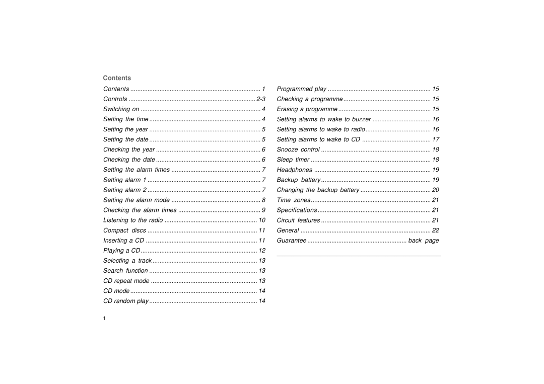 Roberts Radio CR9976 manual Contents 