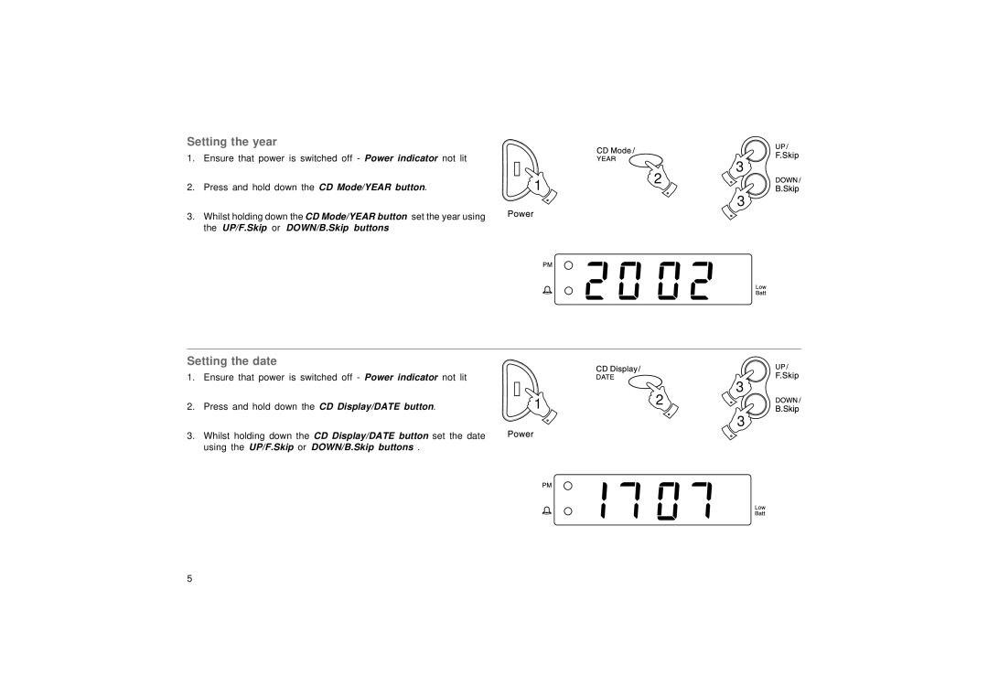 Roberts Radio CR9976 manual Setting the year, Setting the date 