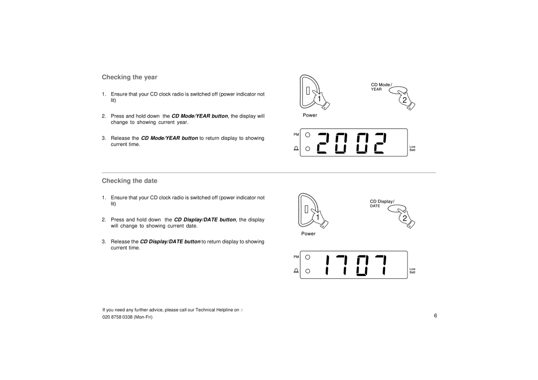 Roberts Radio CR9976 manual Checking the year, Checking the date 