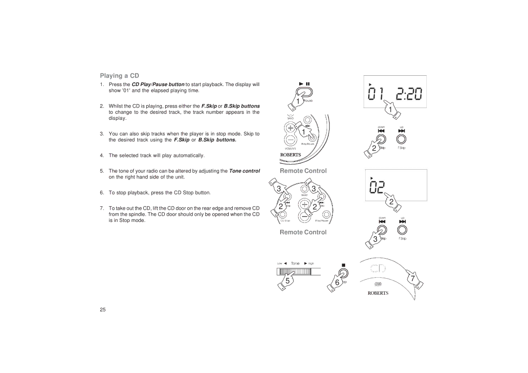 Roberts Radio CR9987 manual Playing a CD 