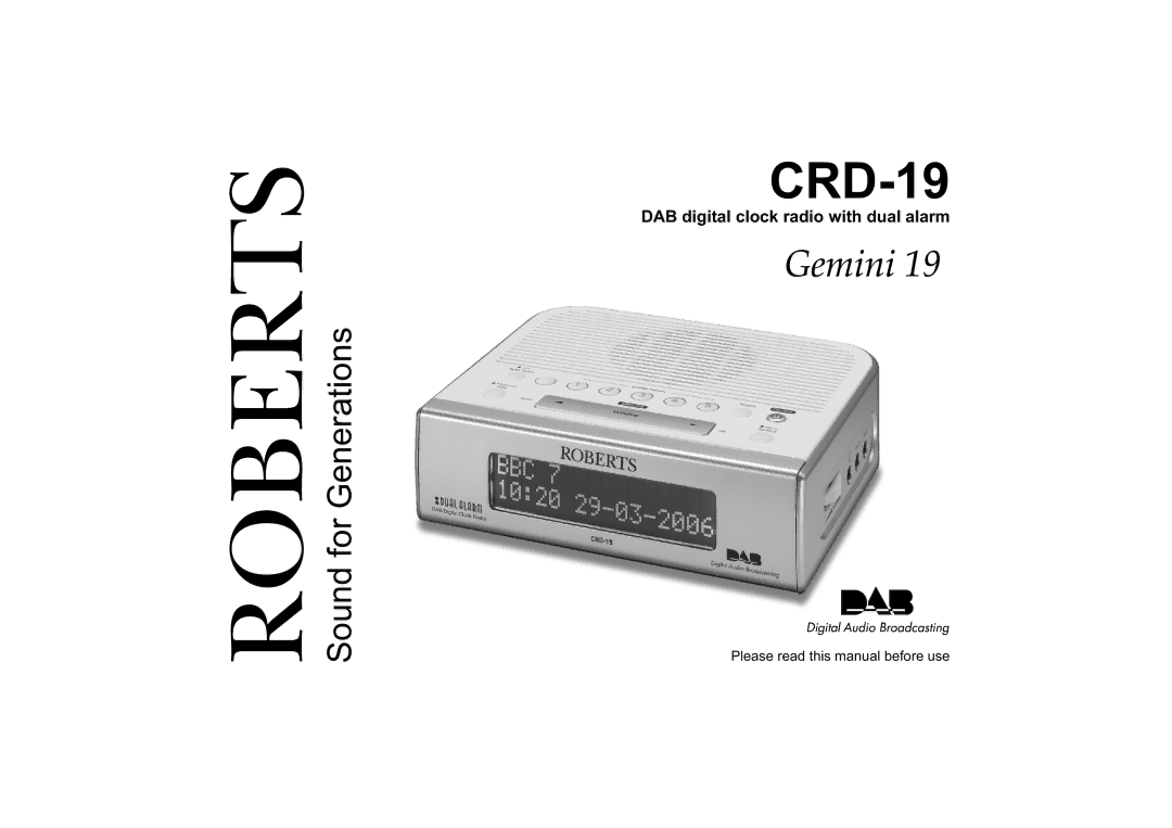 Roberts Radio CRD-19 manual Roberts 