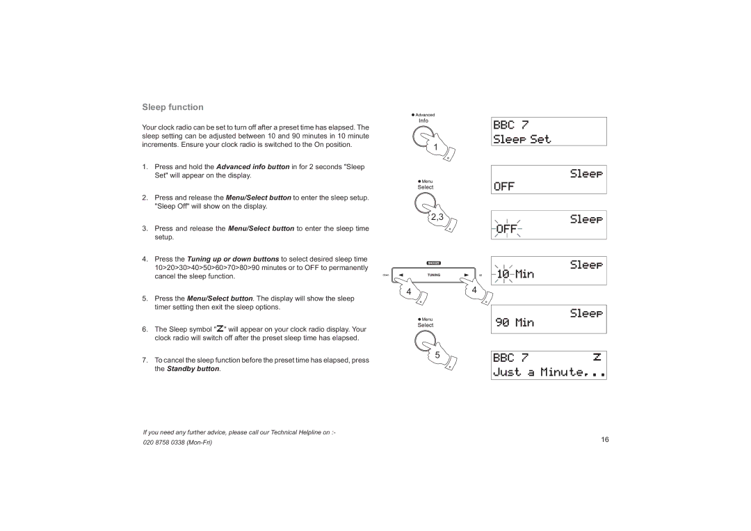 Roberts Radio CRD-19 manual Sleep function 