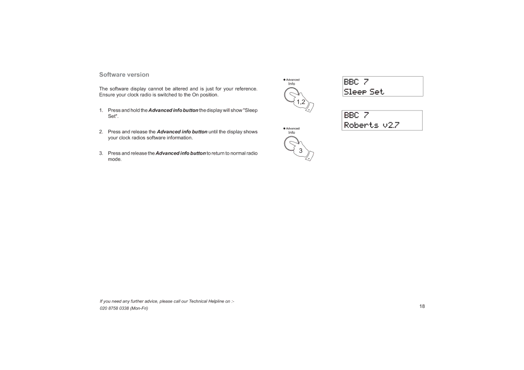 Roberts Radio CRD-19 manual Software version 