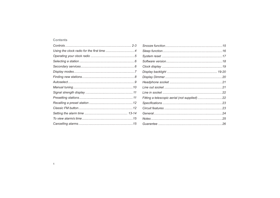 Roberts Radio CRD-19 manual Contents 