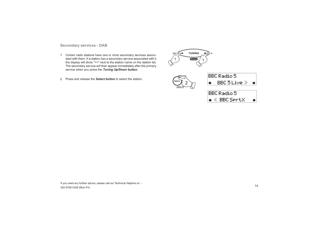 Roberts Radio CRD-33 manual Secondary services DAB 