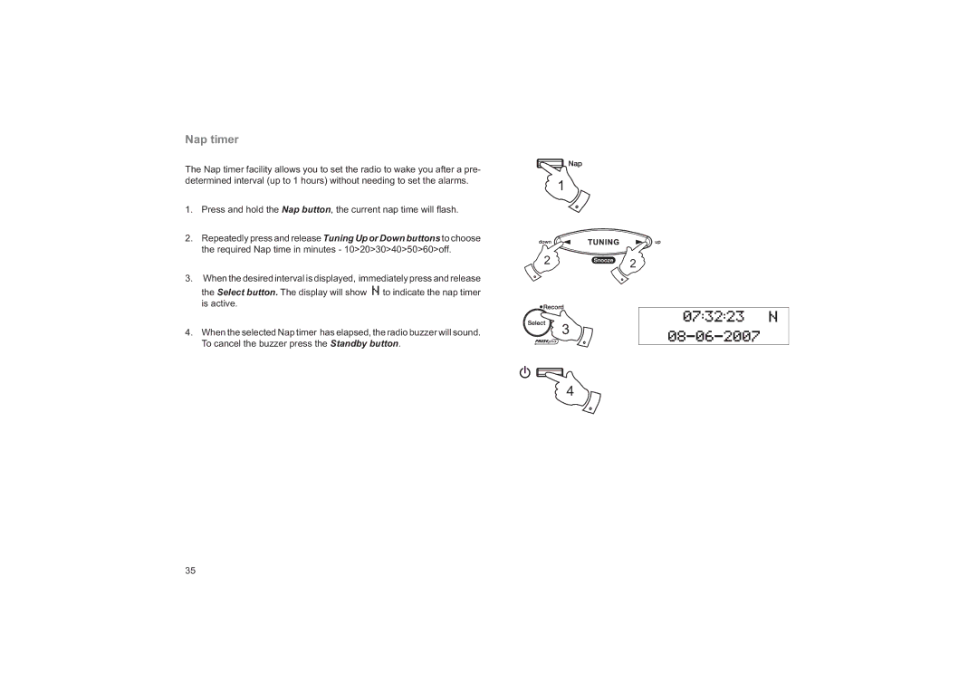 Roberts Radio CRD-33 manual Nap timer 