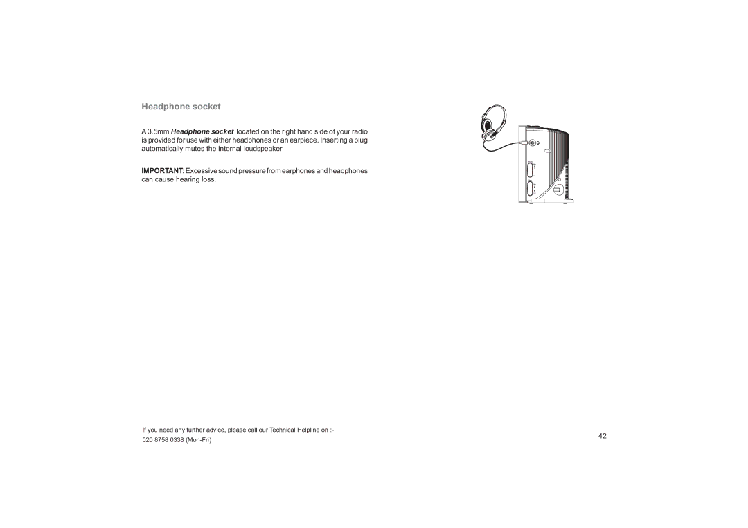 Roberts Radio CRD-33 manual Headphone socket 