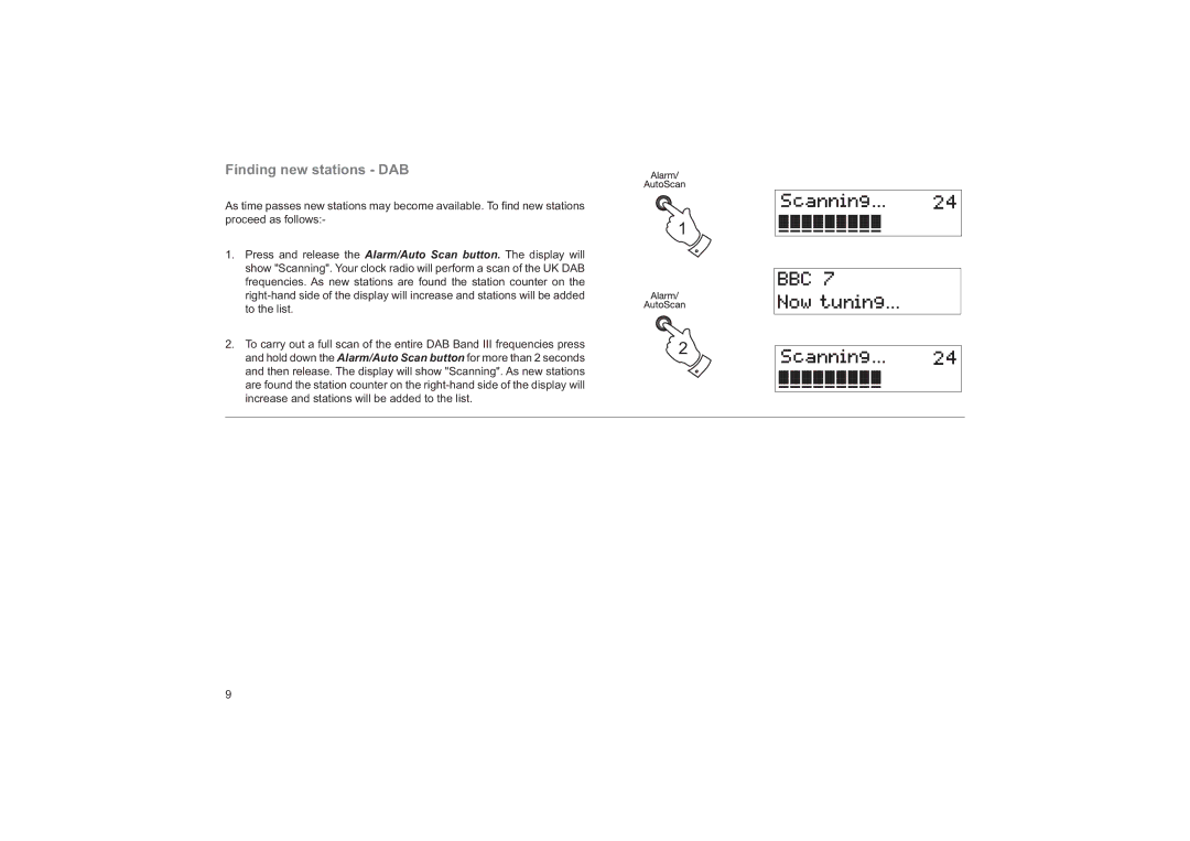 Roberts Radio CRD-37 manual Finding new stations DAB 