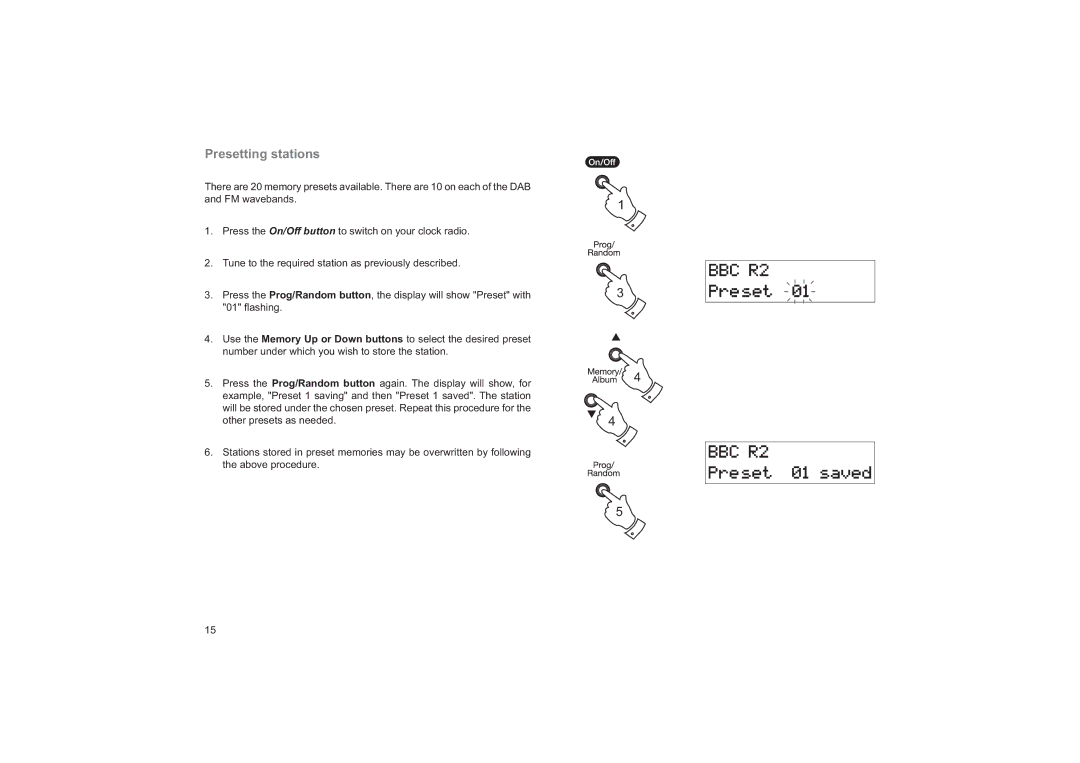 Roberts Radio CRD-37 manual Presetting stations 