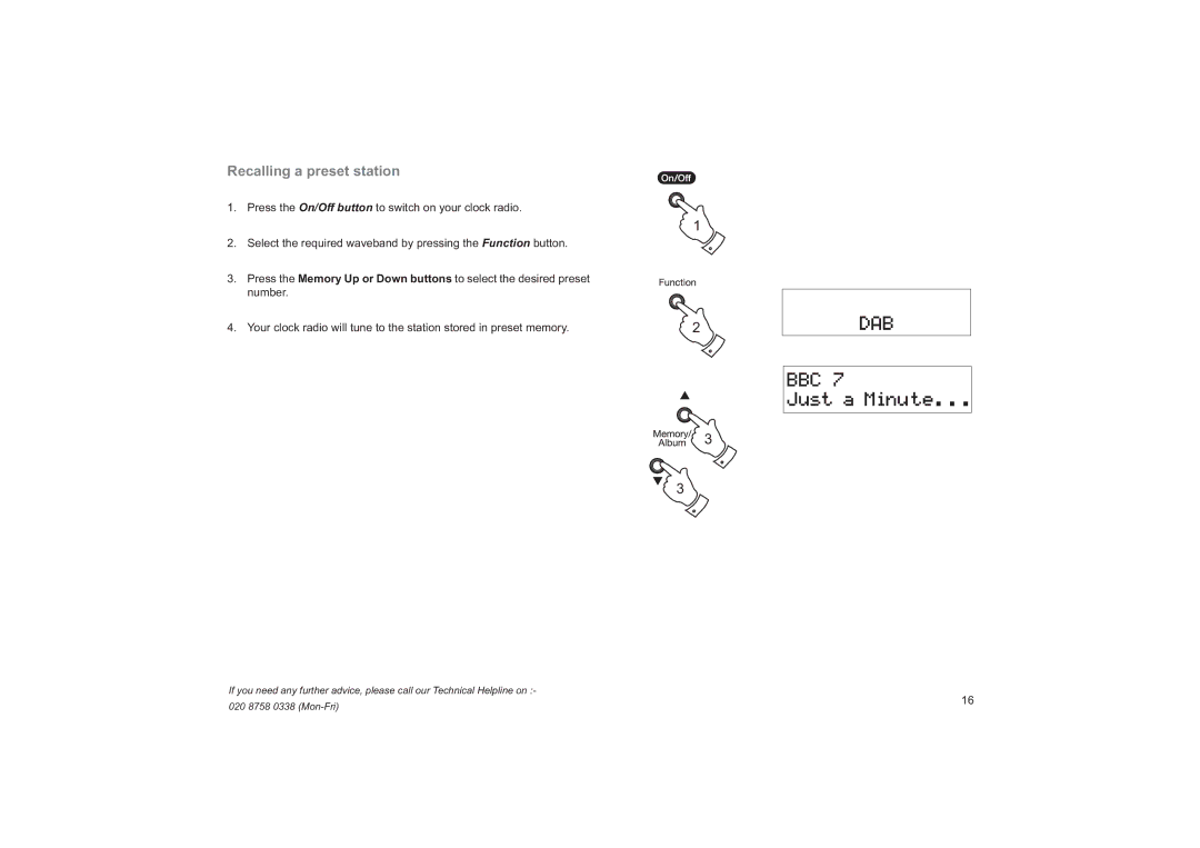 Roberts Radio CRD-37 manual Recalling a preset station 