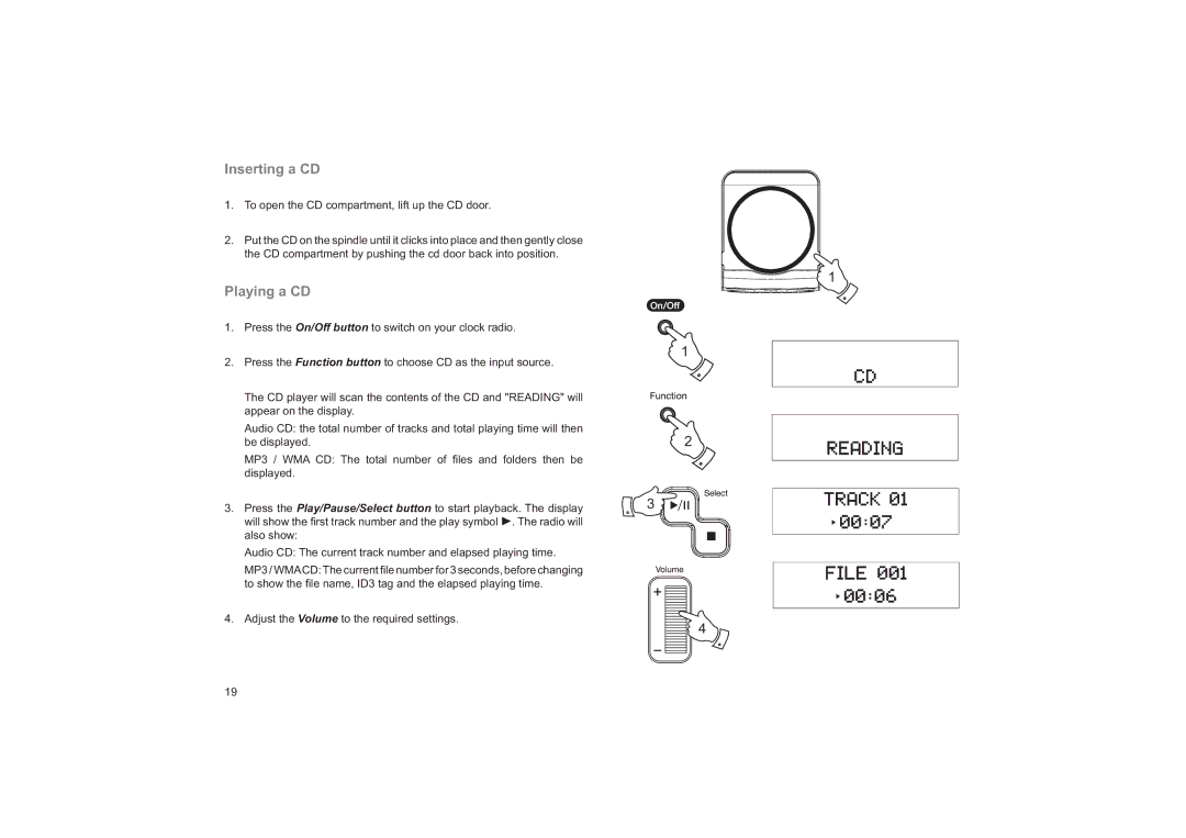 Roberts Radio CRD-37 manual Inserting a CD, Playing a CD 