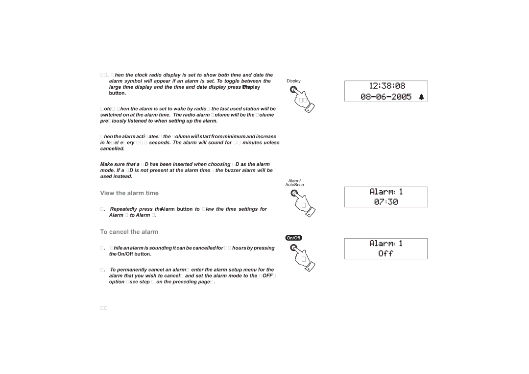 Roberts Radio CRD-37 manual View the alarm time, To cancel the alarm 