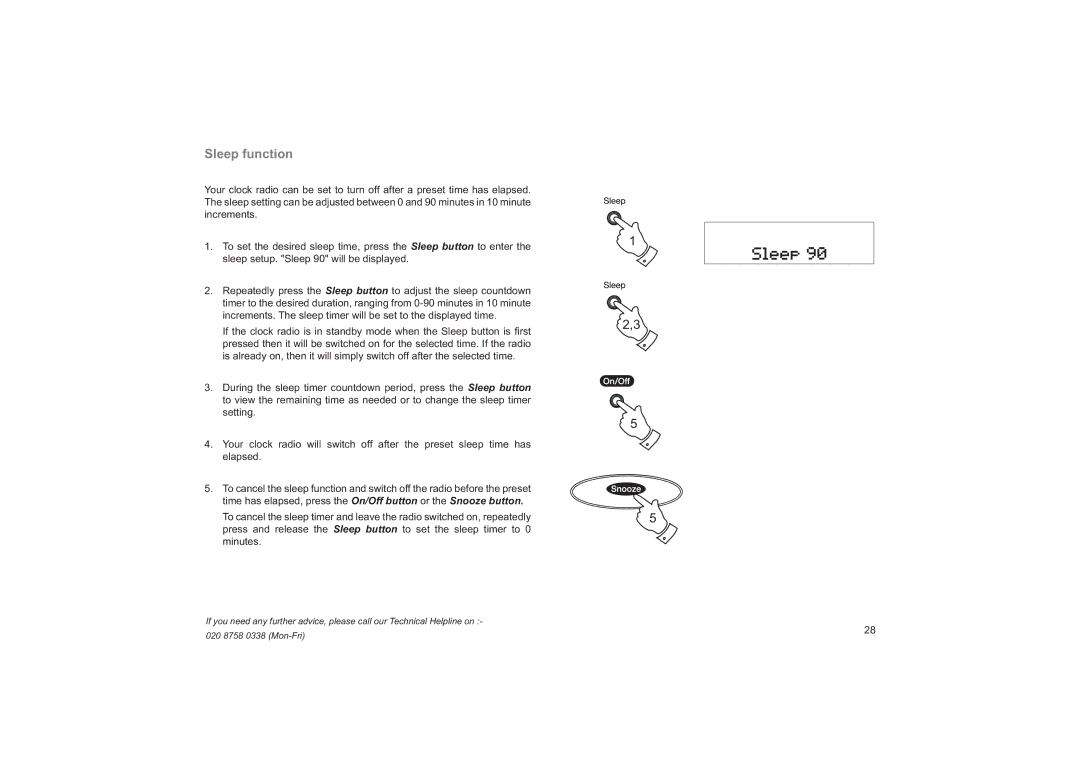 Roberts Radio CRD-37 manual Sleep function 