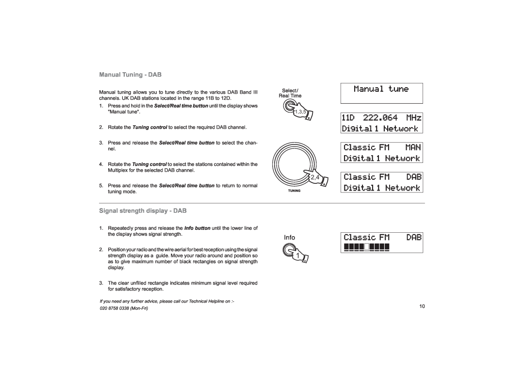 Roberts Radio CRD-39 manual Manual Tuning - DAB, Signal strength display - DAB 