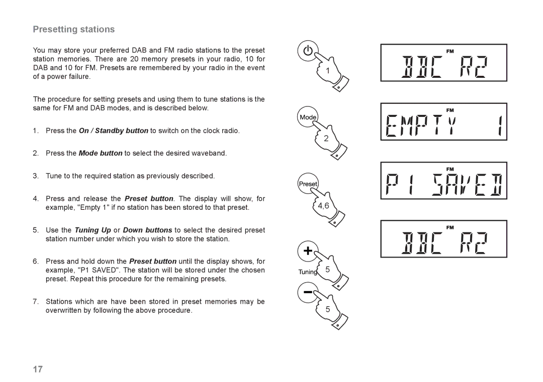 Roberts Radio CRD-42 manual Presetting stations 