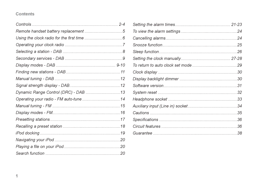 Roberts Radio CRD-42 manual Contents 