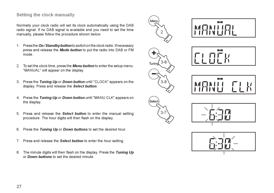 Roberts Radio CRD-42 Setting the clock manually 