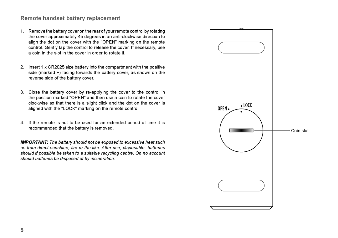 Roberts Radio CRD-42 manual Remote handset battery replacement 