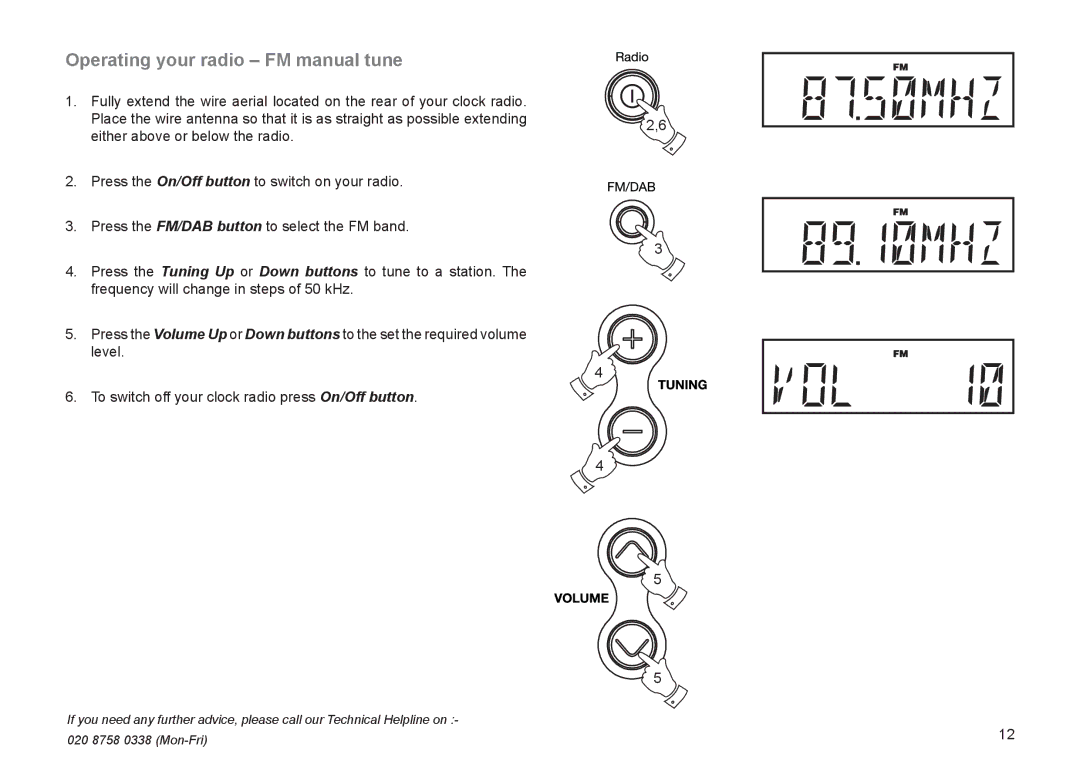 Roberts Radio CRD-51 Operating your radio FM manual tune 