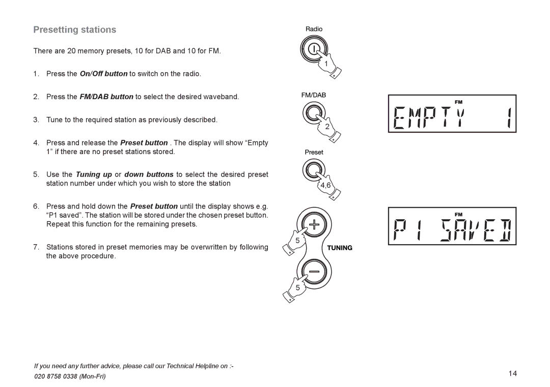 Roberts Radio CRD-51 manual Presetting stations 